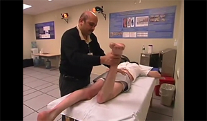 Anil Bhave, PT, performing physical therapy on a patient at the Wasserman Gait Laboratory at the Rubin Institute for Advanced Orthopedics