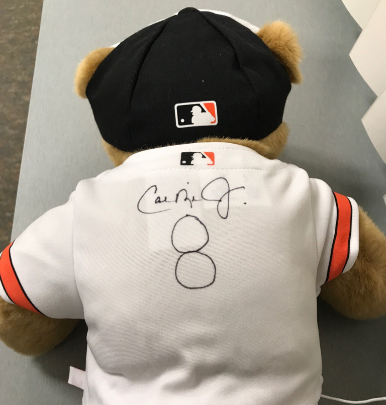 Cal Ripken autographed Baltimore Orioles bear at Herman & Walter Samuelson Children