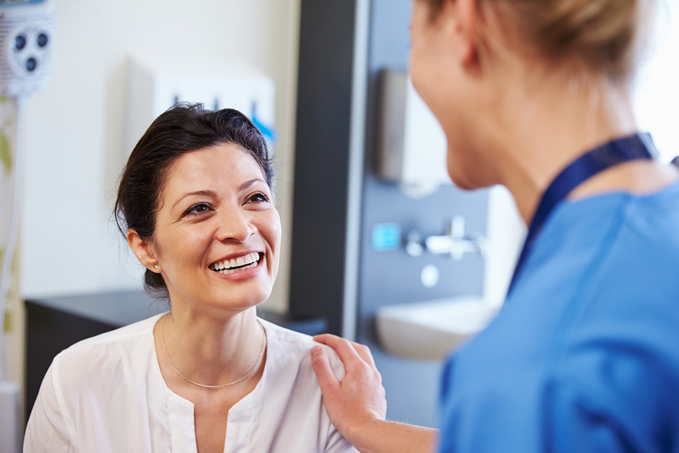 Female patient being reassured by doctor at International Center for Limb Lengthening