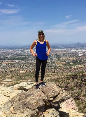 Carly hiking well after her treatment was completed