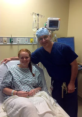 Carly with Dr. Standard before surgery