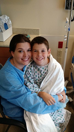 Jackson and his mom waiting for surgery