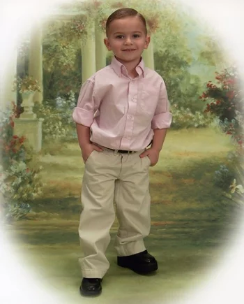 Portrait of Matt wearing a shoe lift when he was 3 years old