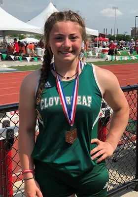 Brooklynn with first prizes from state track and field meet