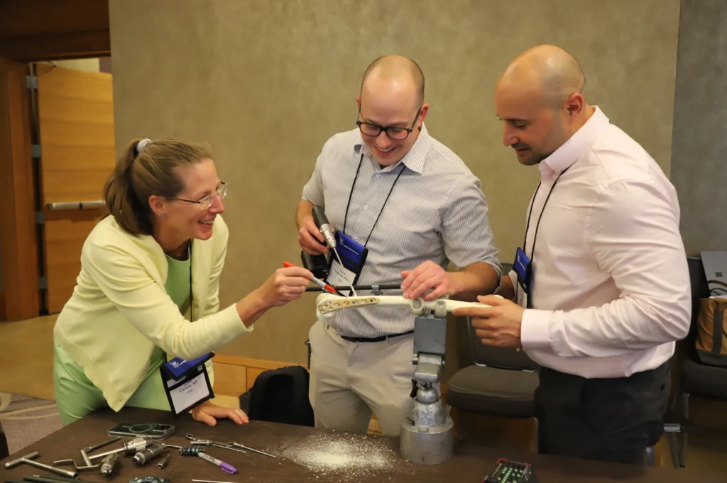 Dr. Janet Conway teaching students at a sawbone lab