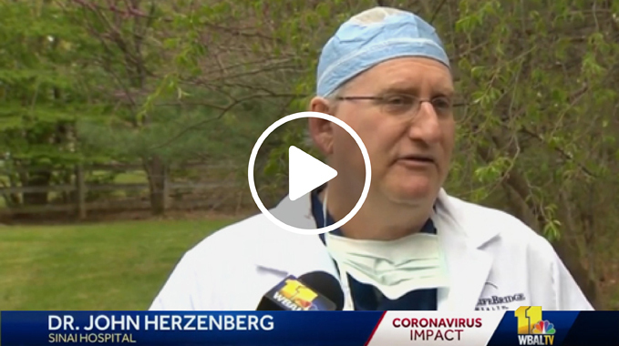 Dr. John Herzenberg of the International Center for Limb Lengthening at Sinai Hospital being interviewed by WBAL-TV 11 News about the impact of coronavirus and the rise of telemedicine