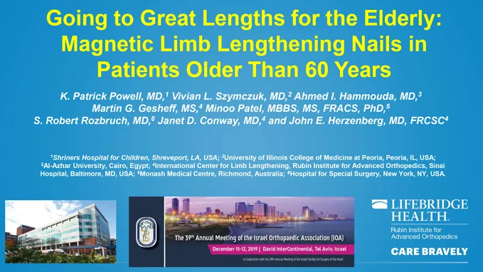 Research poster presented at the 39th Annual Meeting of the Israel Orthopaedic Association in Tel Aviv, Israel in December 2019