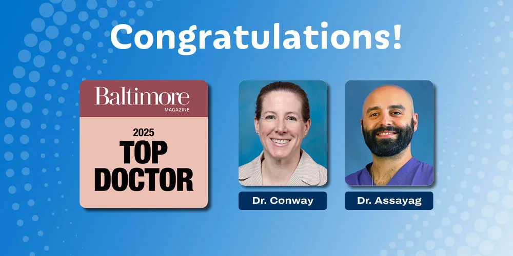 Photos of Dr. Janet Conway and Dr. Michael Assayag with the Baltimore Magazine 2025 Top Doctors icon