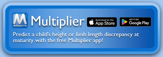 Predict a child's height or limb length discrepancy at maturity with the free Multiplier app!